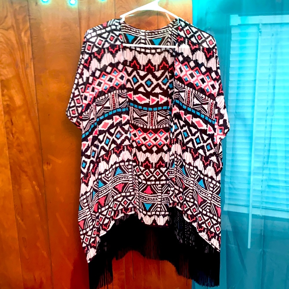 Patterned cover-up with tinsel bottom